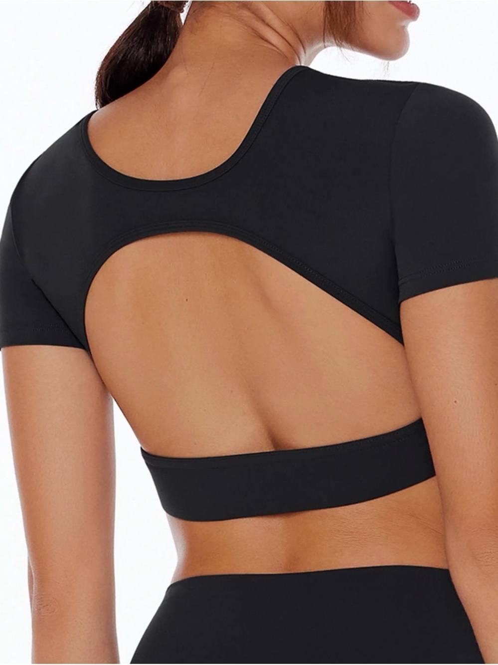 Enerbloom Black Stretch Athletic Sports Bra -back cut out -small